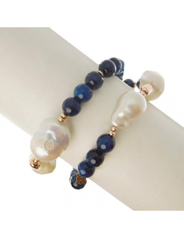 Bracciale Rajola da Donna - Vita - Multifilo -Perle-Agata Blu-54658218