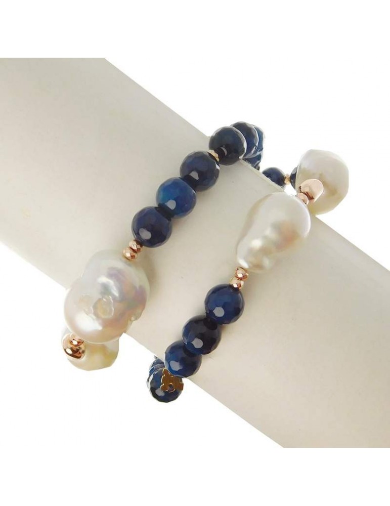 Bracciale Rajola da Donna - Vita - Multifilo -Perle-Agata Blu-54658218