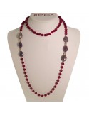 Rajola Necklace - Waist - Long - Bordeaux Jade - Purple Pearls-5465833