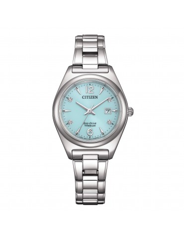 Citizen Women's Watch - Super Titanium Lady Eco-Drive 29mm Turquoise with Diamonds - 0
