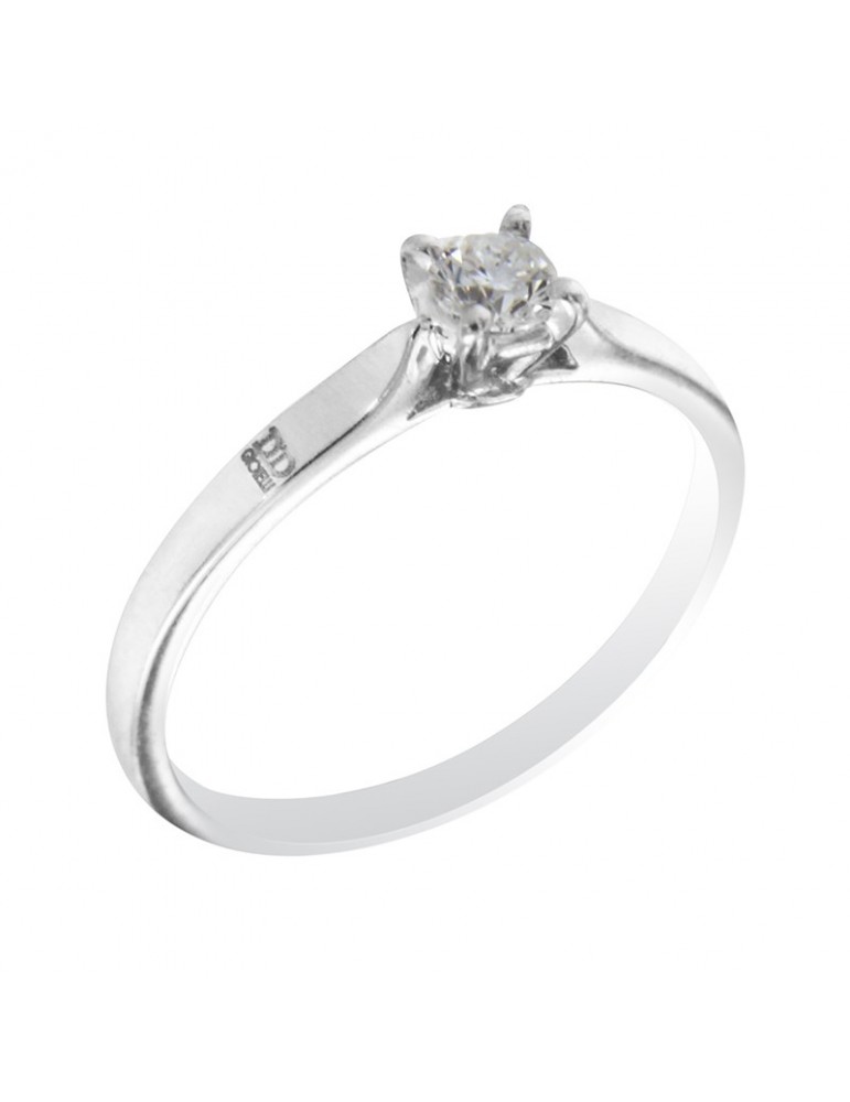 Anello Davite&Delucchi - Solitario in Oro Bianco 18 carati con Diamante Naturale 0,19 ct - 0