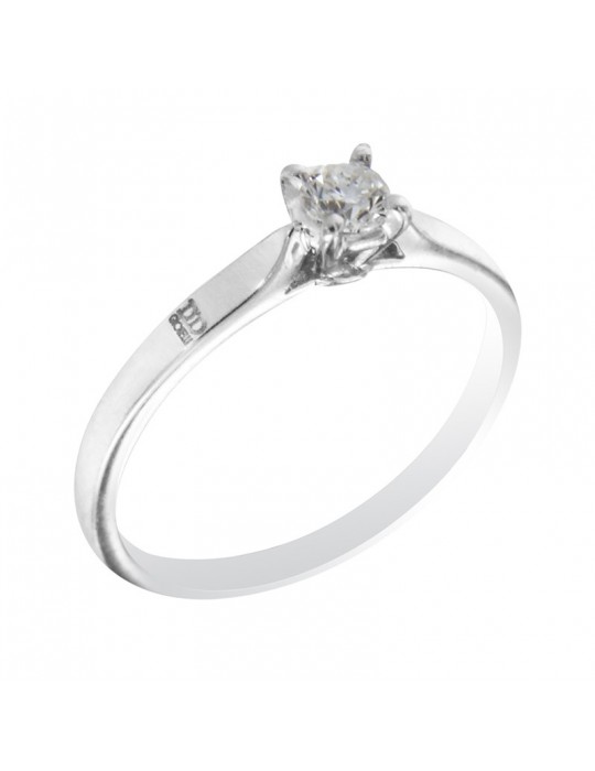 Anello Davite&Delucchi - Solitario in Oro Bianco 18 carati con Diamante Naturale 0,19 ct - 0