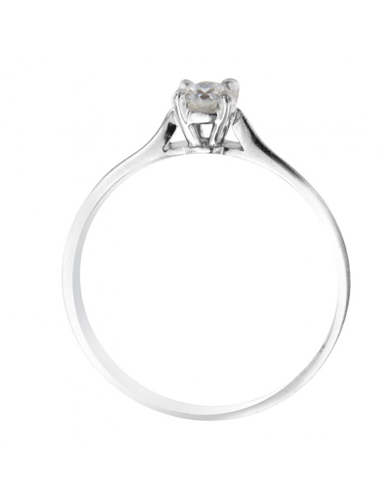 Davite&Delucchi Ring - Solitaire in 18k White Gold with Natural Diamond 0.19 ct - 0