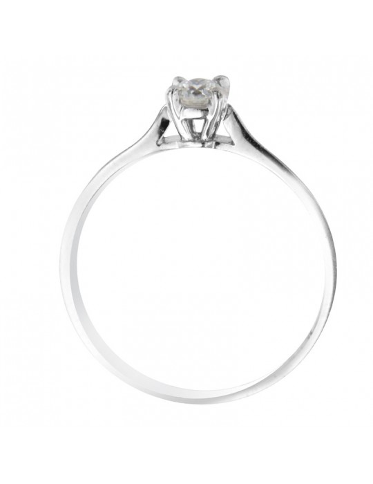 Davite&Delucchi Ring - Solitaire in 18k White Gold with Natural Diamond 0.19 ct - 0