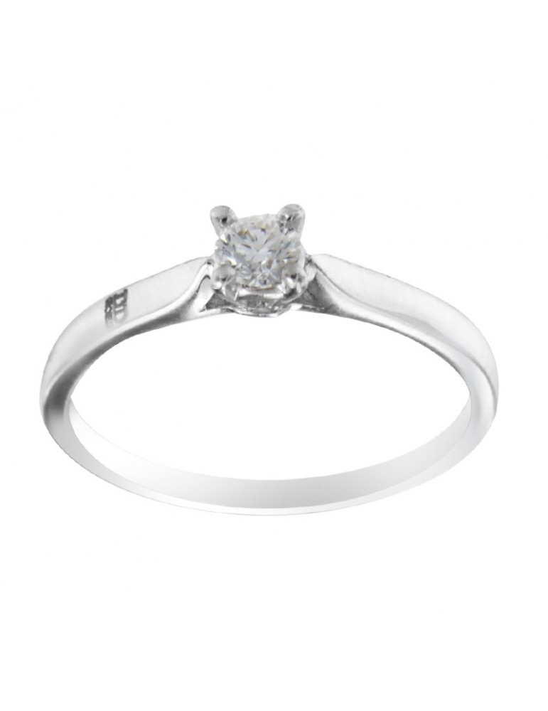 Davite&Delucchi Ring - Solitaire in 18k White Gold with Natural Diamond 0.19 ct - 0