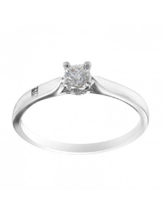 Anello Davite&Delucchi - Solitario in Oro Bianco 18 carati con Diamante Naturale 0,19 ct - 0