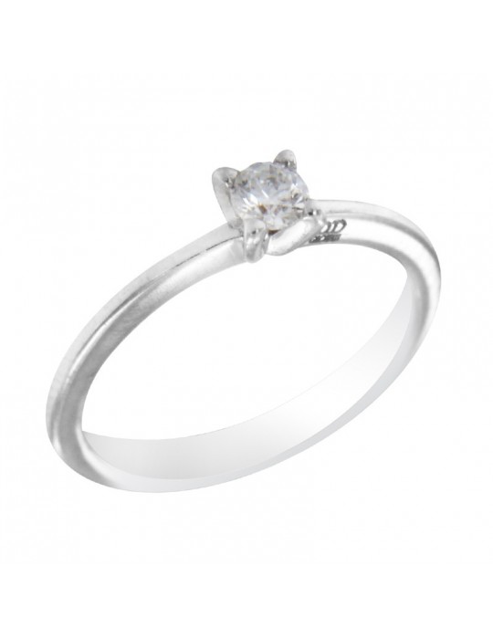 Davite&Delucchi Ring - Solitaire in 18k White Gold with Natural Diamond 0.17 ct - 0