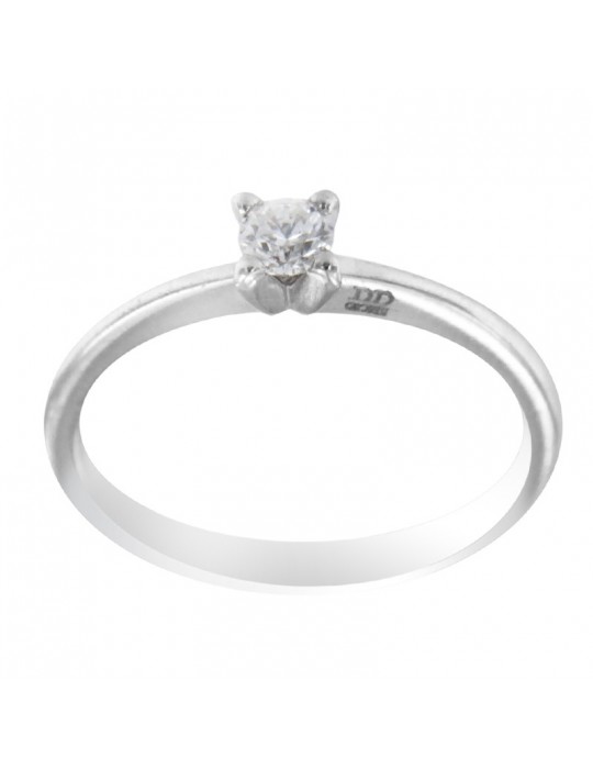 Davite&Delucchi Ring - Solitaire in 18k White Gold with Natural Diamond 0.17 ct - 0