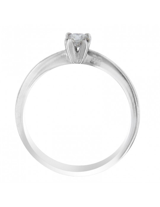 Davite&Delucchi Ring - Solitaire in 18k White Gold with Natural Diamond 0.17 ct - 0