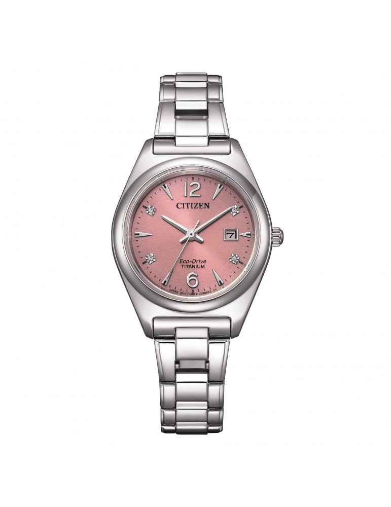 Citizen Women's Watch - Super Titanium Lady Eco-Drive 29mm Pink with Diamonds - 0