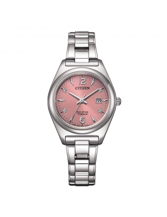 Citizen Women's Watch - Super Titanium Lady Eco-Drive 29mm Pink with Diamonds - 0