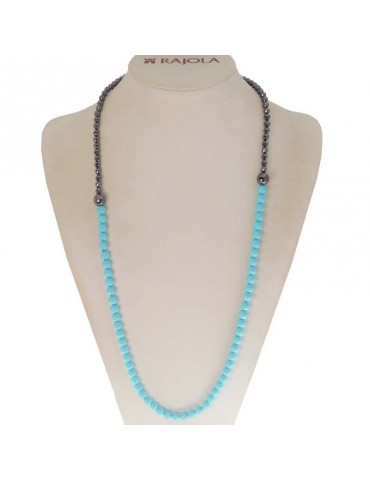 Rajola Necklace - Primula - Long - Turquoise Paste - Hematite - B5686329