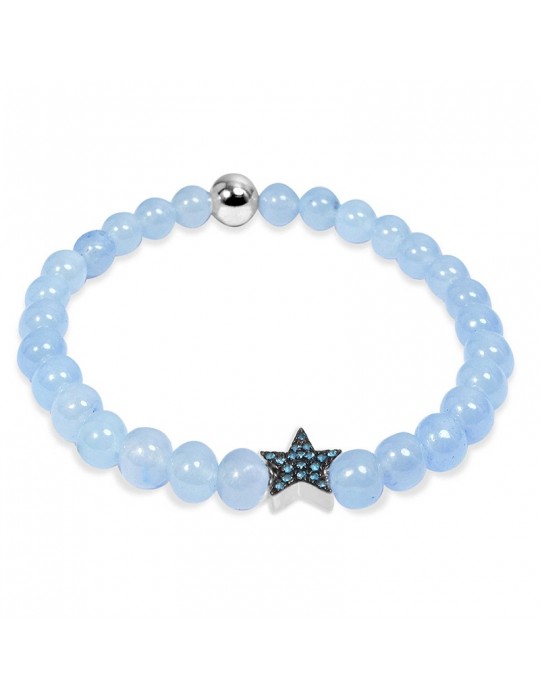 JACK&CO WOMEN'S SILVER BRACELET WITH BLUE JADE AND STAR - 0