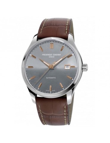 Frederique Constant Watch - Classics Index Automatic 40mm Gray Rose Gold - Brown Leather Strap - 0