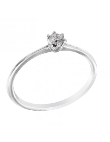 Davite&Delucchi Ring - Solitaire in 18k White Gold with Natural Diamond 0.15 ct - 0