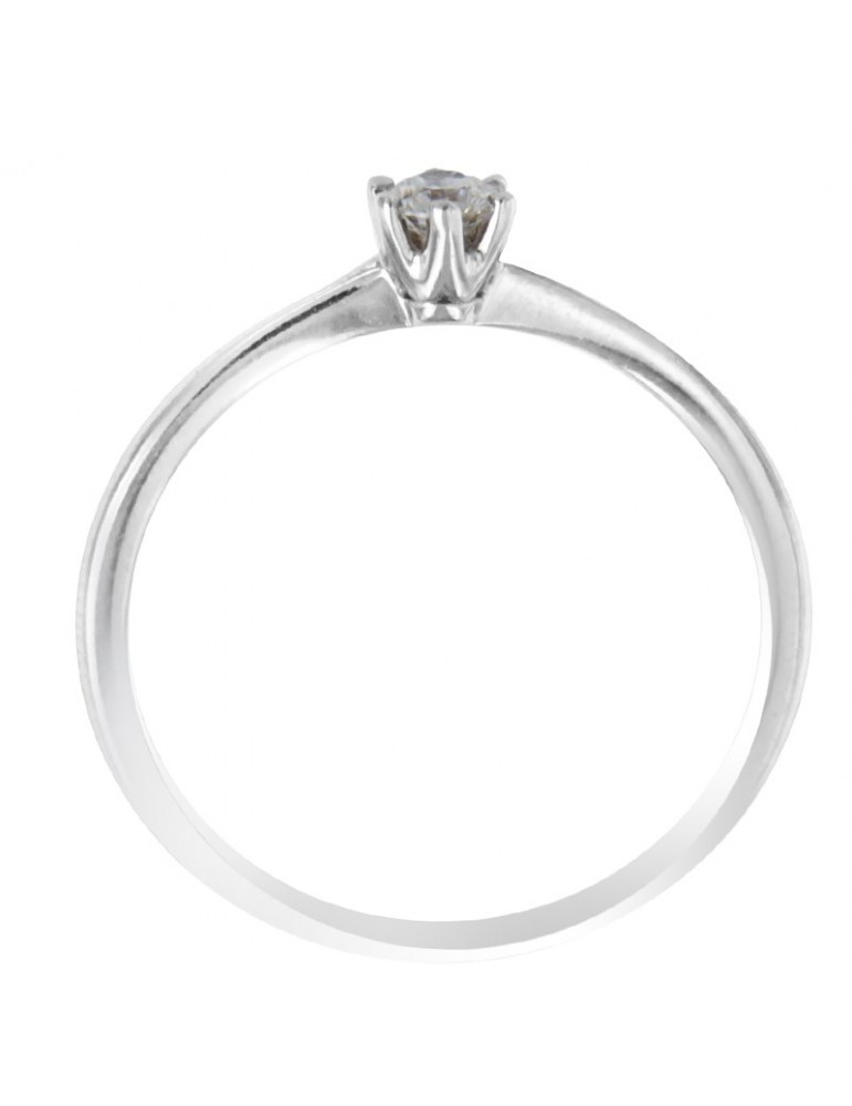Davite&Delucchi Ring - Solitaire in 18k White Gold with Natural Diamond 0.15 ct - 0