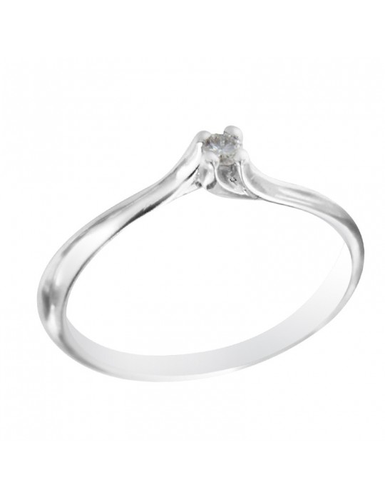 Davite&Delucchi Ring - Solitaire in 18k White Gold with Natural Diamond 0.05 ct - 0