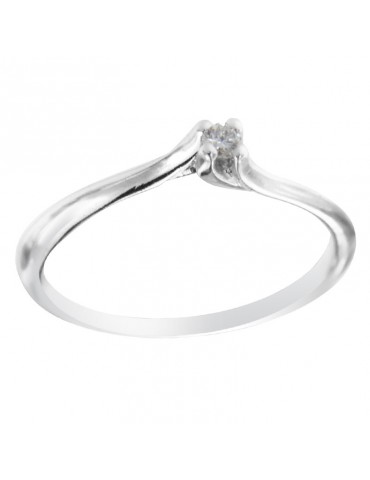 Anello Davite&Delucchi - Solitario - Oro Bianco 18 kt - Diamante 0,05 ct 2