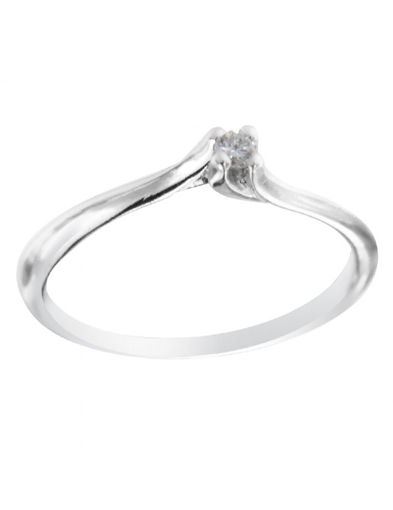 Davite&Delucchi Ring - Solitaire in 18k White Gold with Natural Diamond 0.05 ct - 0