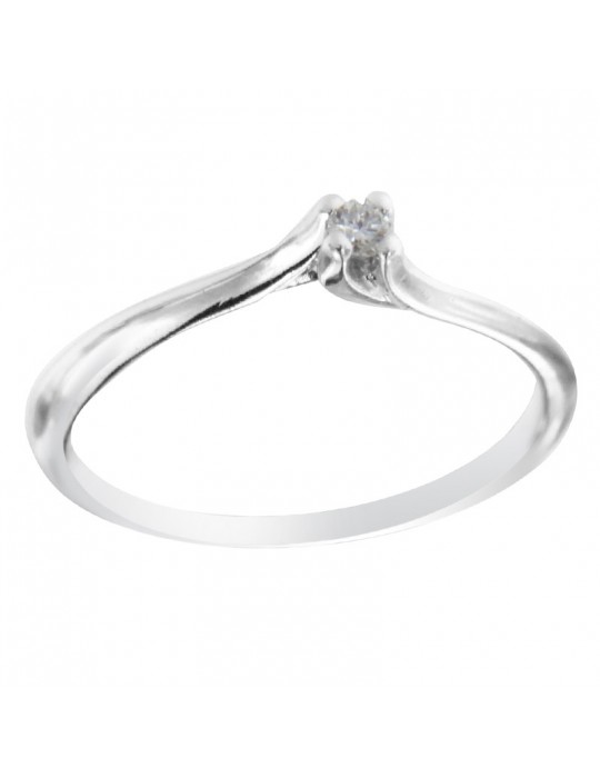 Davite&Delucchi Ring - Solitaire in 18k White Gold with Natural Diamond 0.05 ct - 0