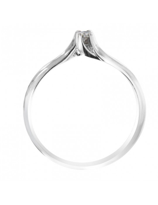 Davite&Delucchi Ring - Solitaire in 18k White Gold with Natural Diamond 0.05 ct - 0