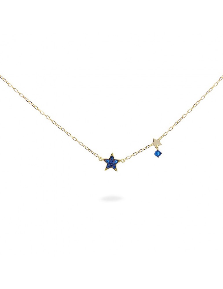 Rue Des Mille Necklace - Stardust Ten-Star-Blue Zircons-GRZ018M1STECAU