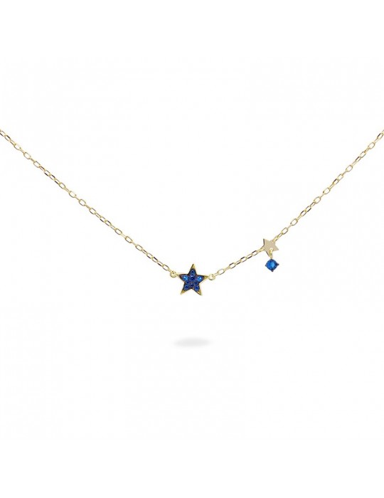 Rue Des Mille Necklace - Stardust Ten-Star-Blue Zircons-GRZ018M1STECAU