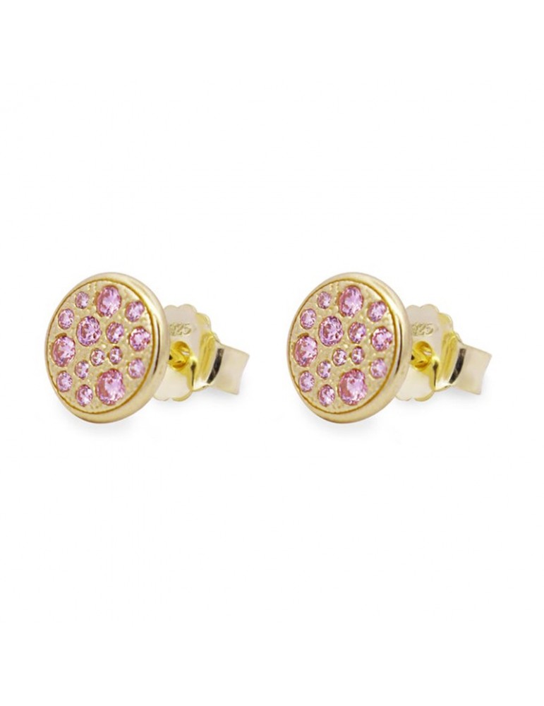 Rue Des Mille Earrings-Stardust Ten-Circle-Pink Zircons-ORZ018M1CERCAU