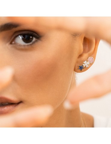 Rue Des Mille Earrings-Stardust Ten-Circle-Pink Zircons-ORZ018M1CERCAU 2