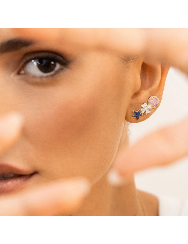 Rue Des Mille Earrings-Stardust Ten-Circle-Pink Zircons-ORZ018M1CERCAU