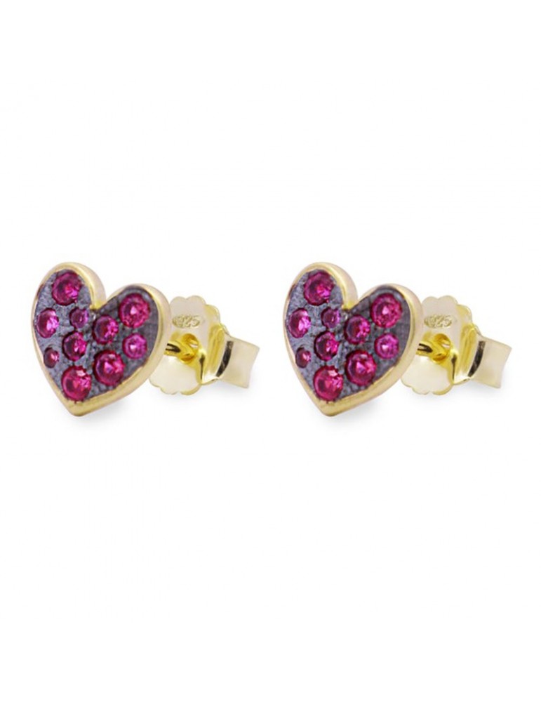 Orecchini Rue Des Mille - Lobo - Cuore - Zirconi Rossi -ORZ018M1CUOCAU