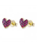 Rue Des Mille Earrings - Lobe - Heart - Red Zircons -ORZ018M1CUOCAU