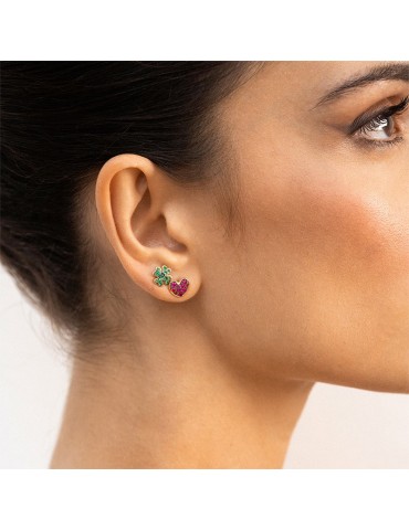 Orecchini Rue Des Mille - Lobo - Cuore - Zirconi Rossi -ORZ018M1CUOCAU 2