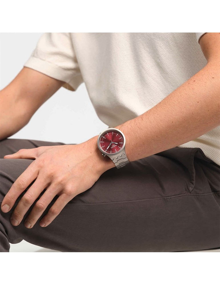 Swatch Watch - Big Bold-Scarlet Shimmer-Silver-47mm-Red-SB07S104G