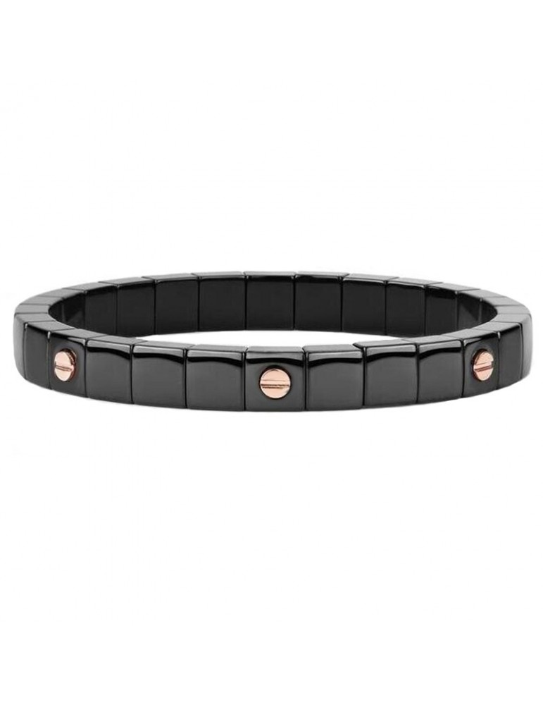 Roberto Demeglio Bracelet - Scacco in Glossy Black Ceramic with 7 Screws in 18K Rose Gold - 0