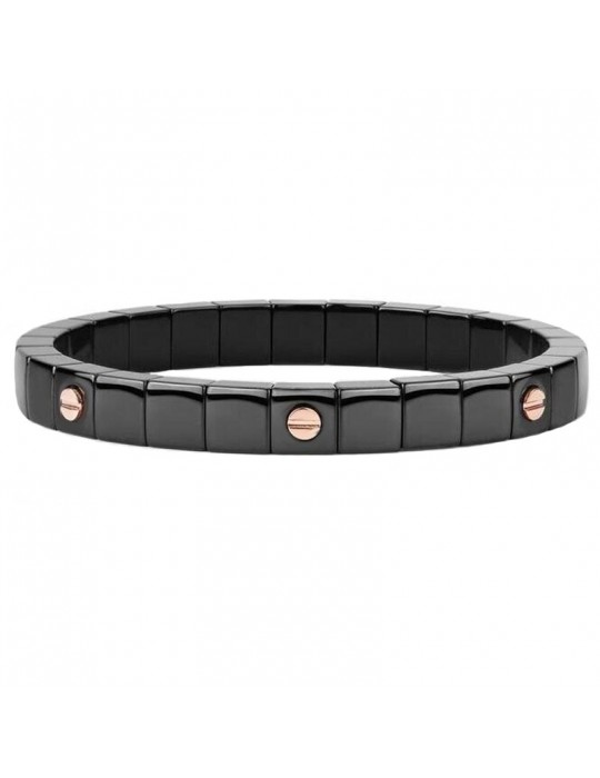 Roberto Demeglio Bracelet - Scacco in Glossy Black Ceramic with 7 Screws in 18K Rose Gold - 0