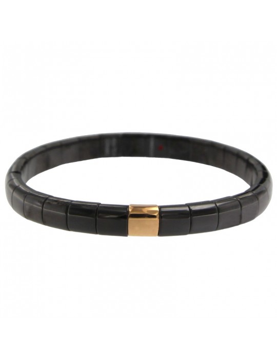 Roberto Demeglio Bracelet - Pura in Polished Black Ceramic with Central Bar in 18K Rose Gold - 0