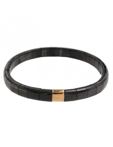 Roberto Demeglio Bracelet - Pura in Polished Black Ceramic with Central Bar in 18K Rose Gold - 0 2