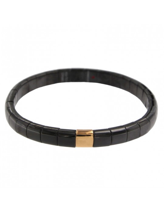 Roberto Demeglio Bracelet - Pura in Polished Black Ceramic with Central Bar in 18K Rose Gold - 0