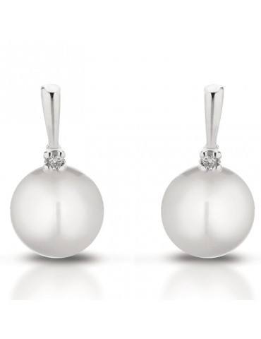 Lelune Earrings - Pendants-18K White Gold-Pearls-Diamonds-LLEA535