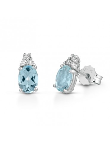 Lelune Diamonds Women's Earrings - in 18k White Gold with Diamonds and 1.20 carat Aquamarine - 0