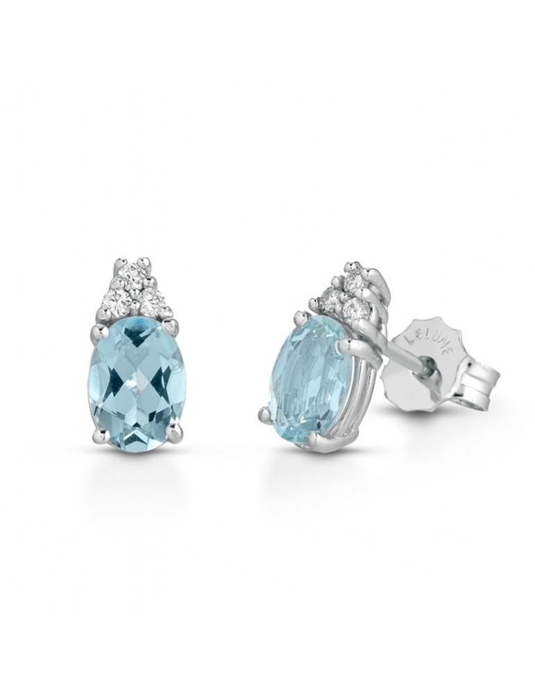 Orecchini Lelune Diamonds - Oro Bianco - Diamanti - Acquamarina 1,20 carati - LDEAAM120009