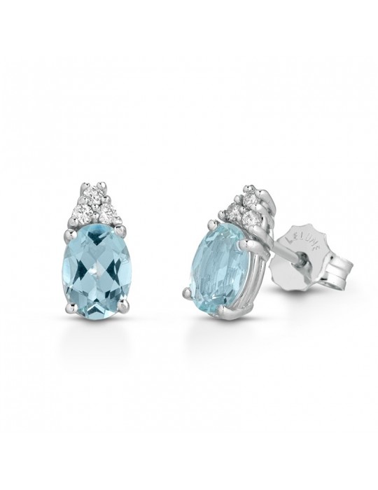 Orecchini Lelune Diamonds - Oro Bianco - Diamanti - Acquamarina 1,20 carati - LDEAAM120009