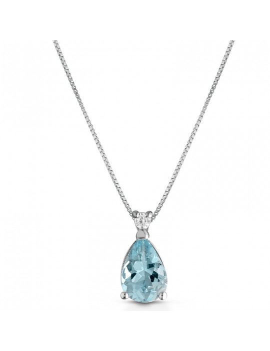 Collana Lelune Diamonds - Oro Bianco 18 carati - Diamanti - Acquamarina 0,50 carati - LDPLAM0500018