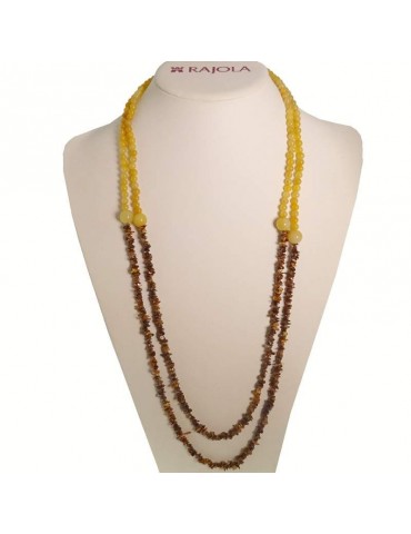 Collana Rajola - Primula - Lunga-Giada Gialla-Occhio di Tigre-B5688657