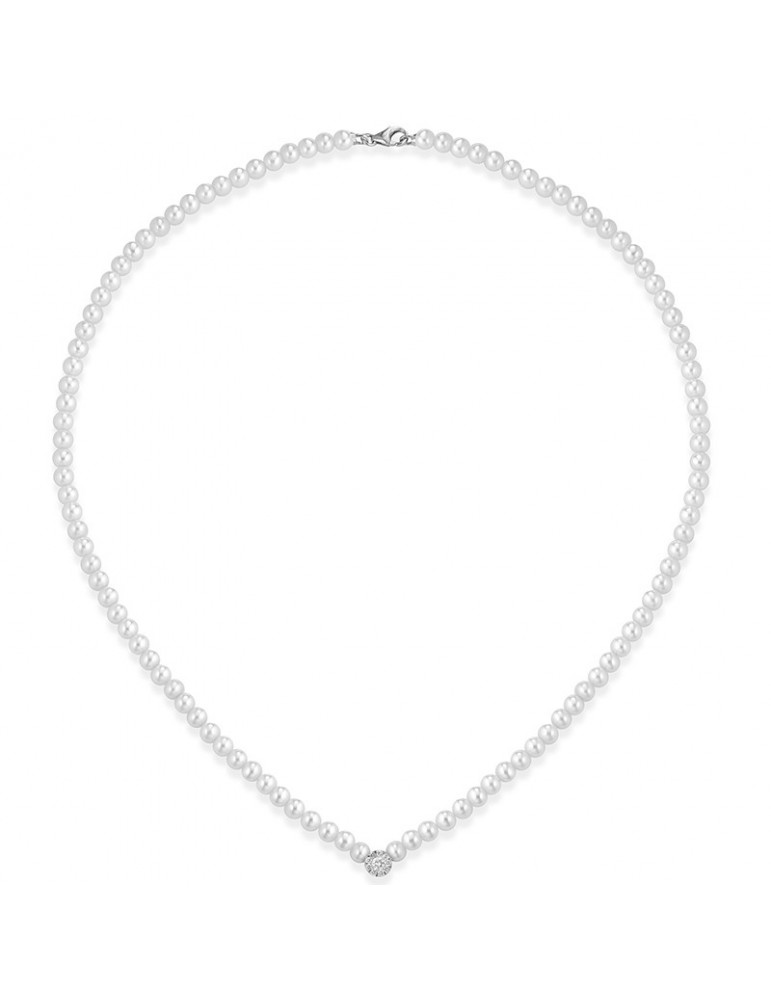 Lelune Necklace - Water Lily - Freshwater Pearls - Diamonds - LLNK8014