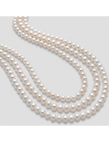 Miluna Necklace for Women - with Strand of Freshwater Pearls 6.5 - 7 mm and 18k White Gold Clasp - 50 centimeters - 0