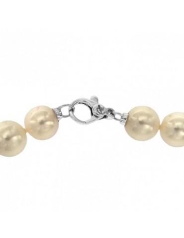 Miluna Necklace for Women - with Strand of Freshwater Pearls 6.5 - 7 mm and 18k White Gold Clasp - 50 centimeters - 0 2