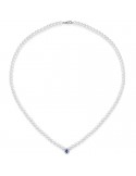 Lelune Necklace - Water Lily - String of Pearls - Blue Sapphire - LLNKZB21009