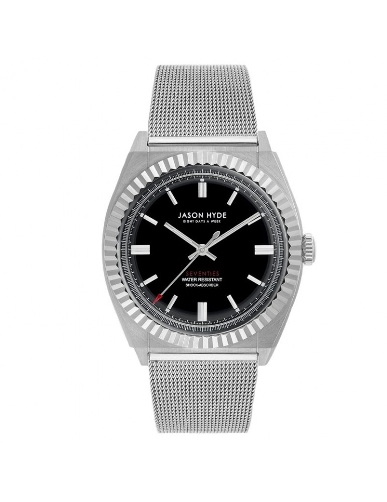 Orologio Jason Hyde - Uno - Solo Tempo - Silver - 40mm -Nero - JH10003